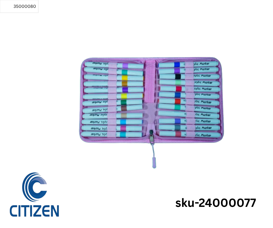 Citizen 36-piece acrylic color pen set with vibrant medium-tip markers for drawing on wood, canvas, glass, fabric, and more