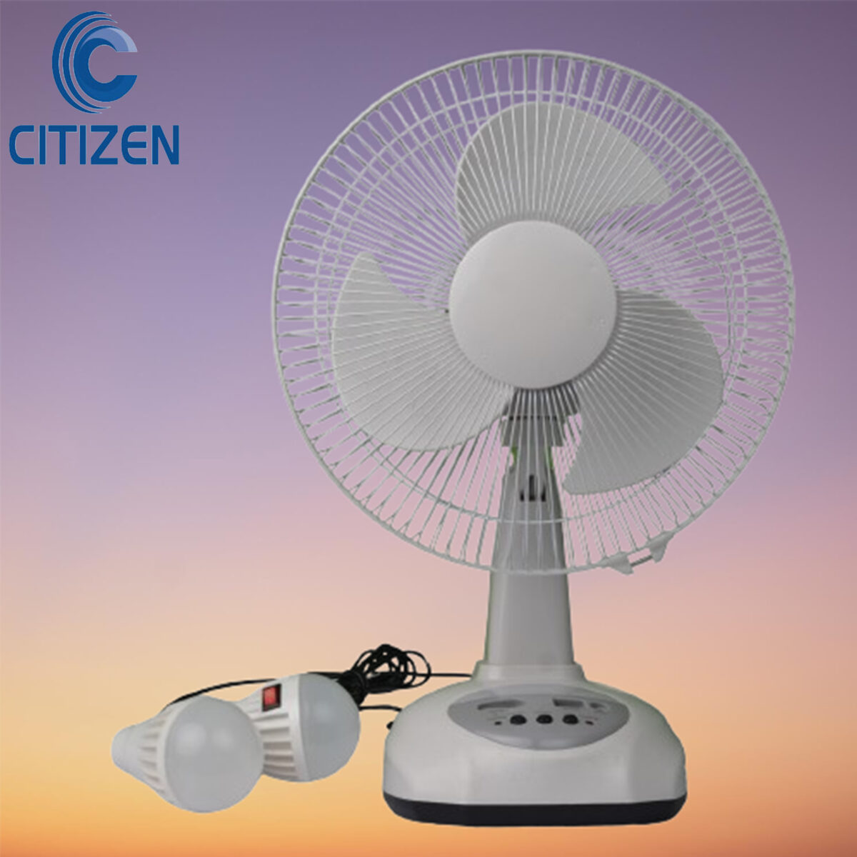 Rechargeable Table Fan 12 inch Solar rechargeable fan Bangladesh Fan with LED lights and phone charging Mini fan for load shedding backup 6V battery fan with solar panel Portable fan for home and camping