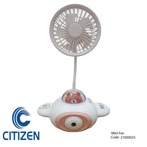 Mini Rechargeable Fan with Pencil Sharpener & LED Lamp – Model MU350A | 3-in-1 Portable USB Gadget