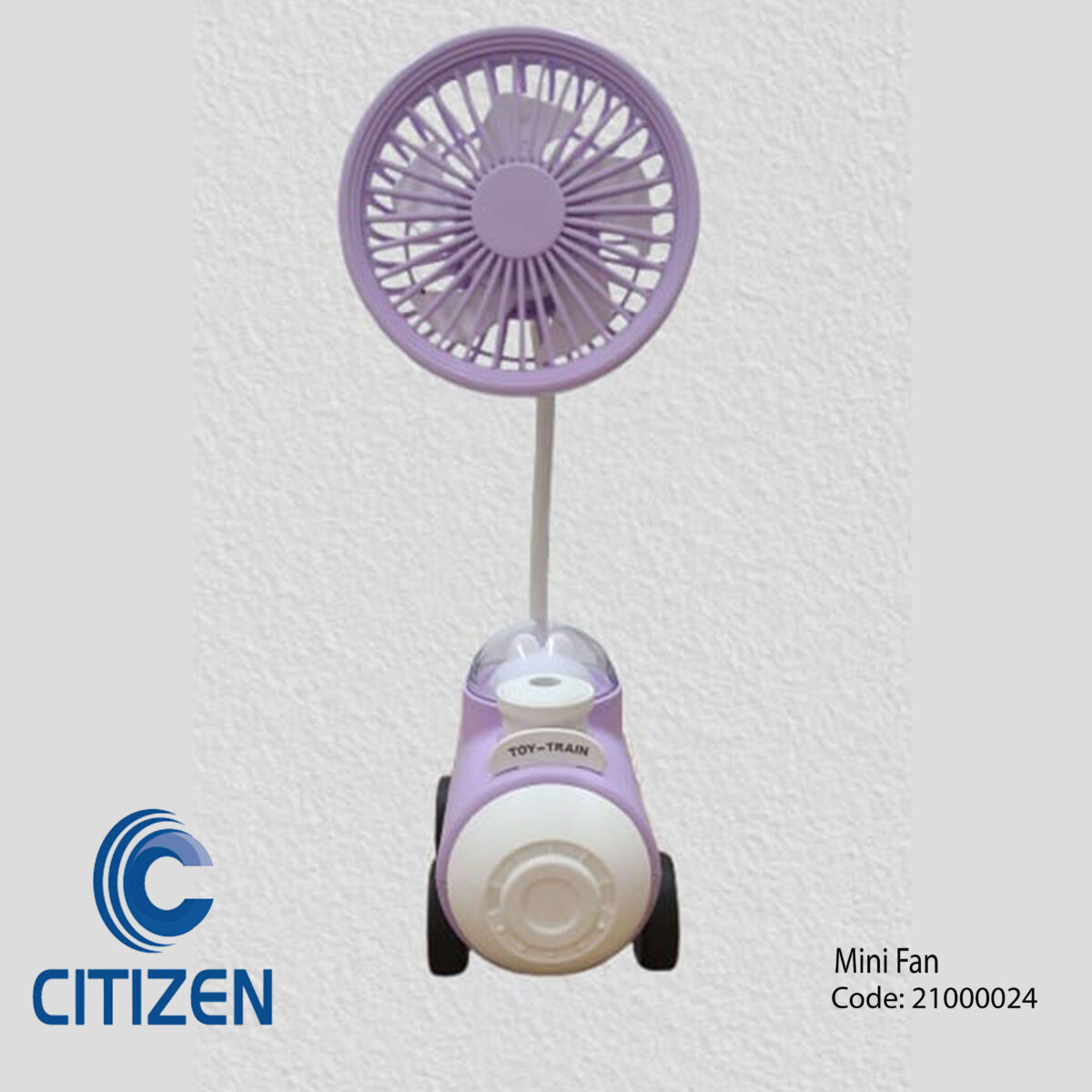 Mini rechargeable desk fan with built-in pen holder and pencil sharpener, portable and compact for office or study use.