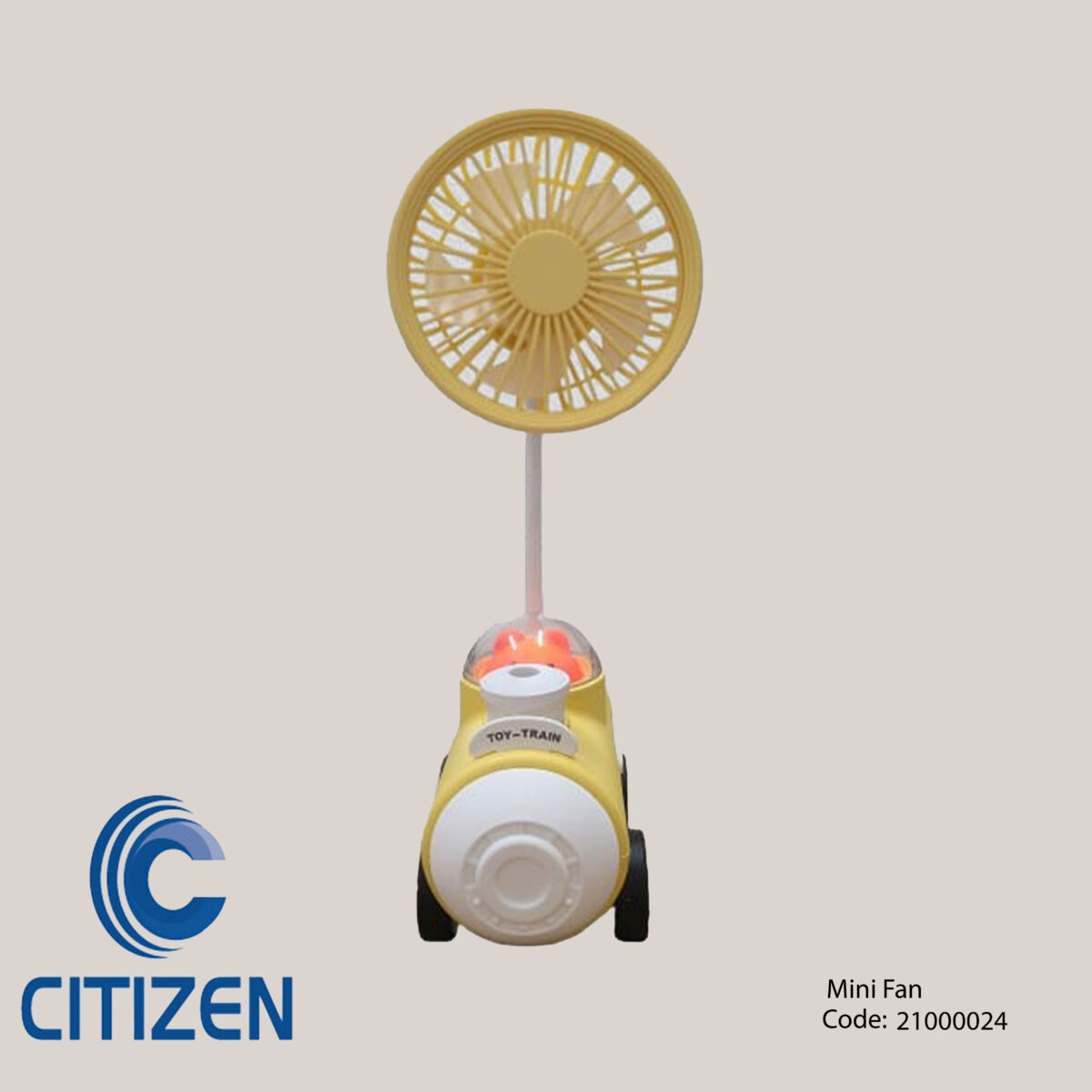 Mini rechargeable desk fan with built-in pen holder and pencil sharpener, portable and compact for office or study use.